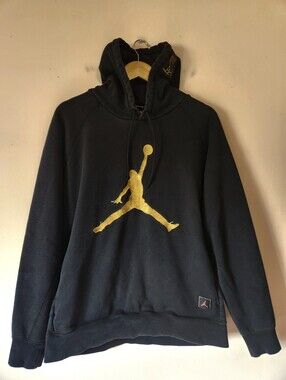 Nike Air Jordan x OVO Drake Pullover Hoodie Black Gold Jumpman Owl Logo Mens XL